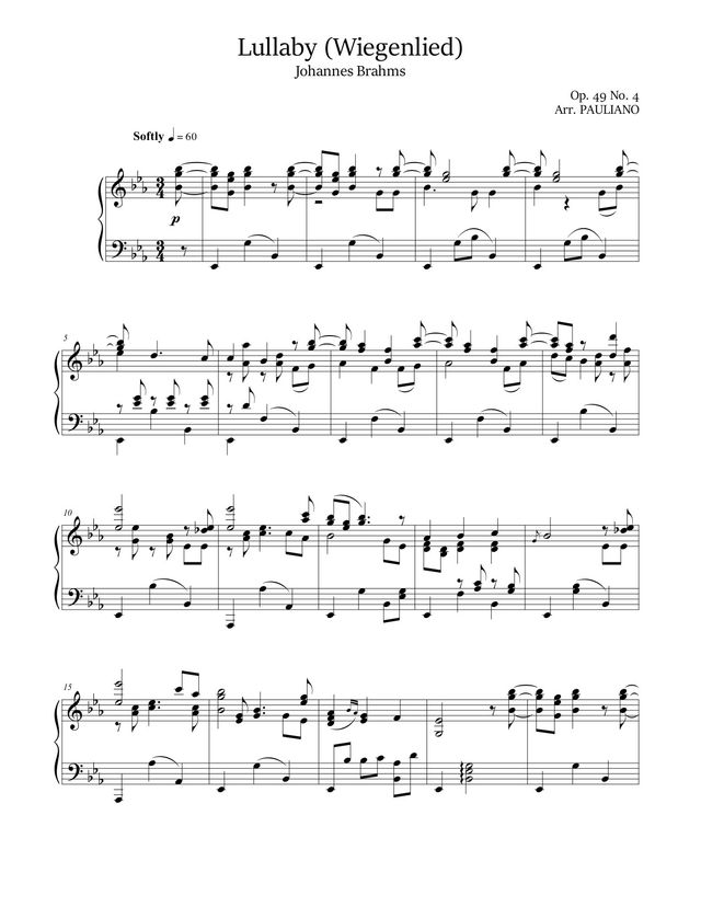Lullaby (Wiegenlied) sheet music cover