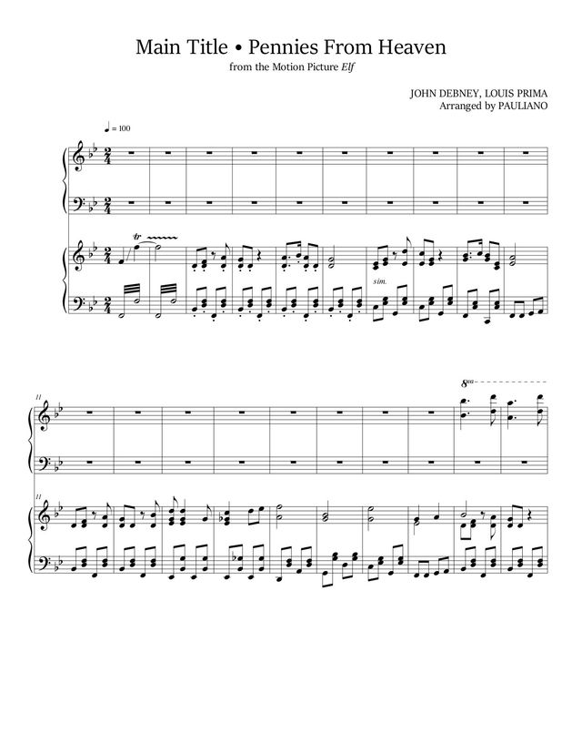 Main Title & Pennies From Heaven sheet music cover