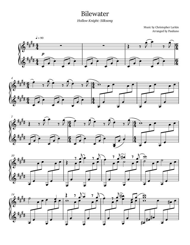 Bilewater sheet music cover