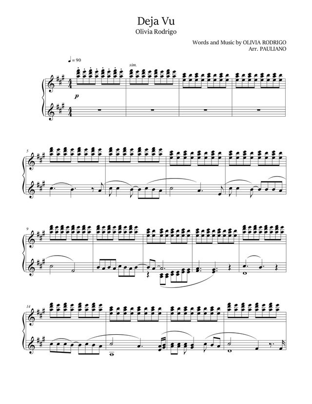 Deja Vu sheet music cover