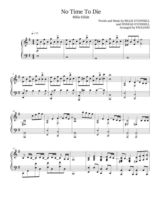 No Time To Die sheet music cover