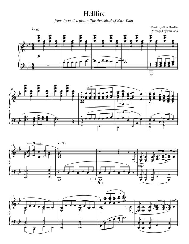 Hellfire piano sheet music cover
