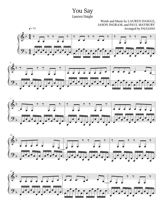 You Say sheet music cover